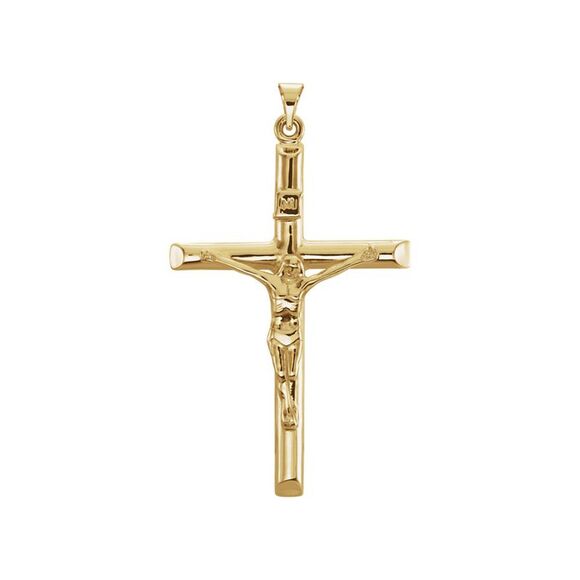 14k Yellow Gold INRI Crucifix Pendant 22 x 35mm
